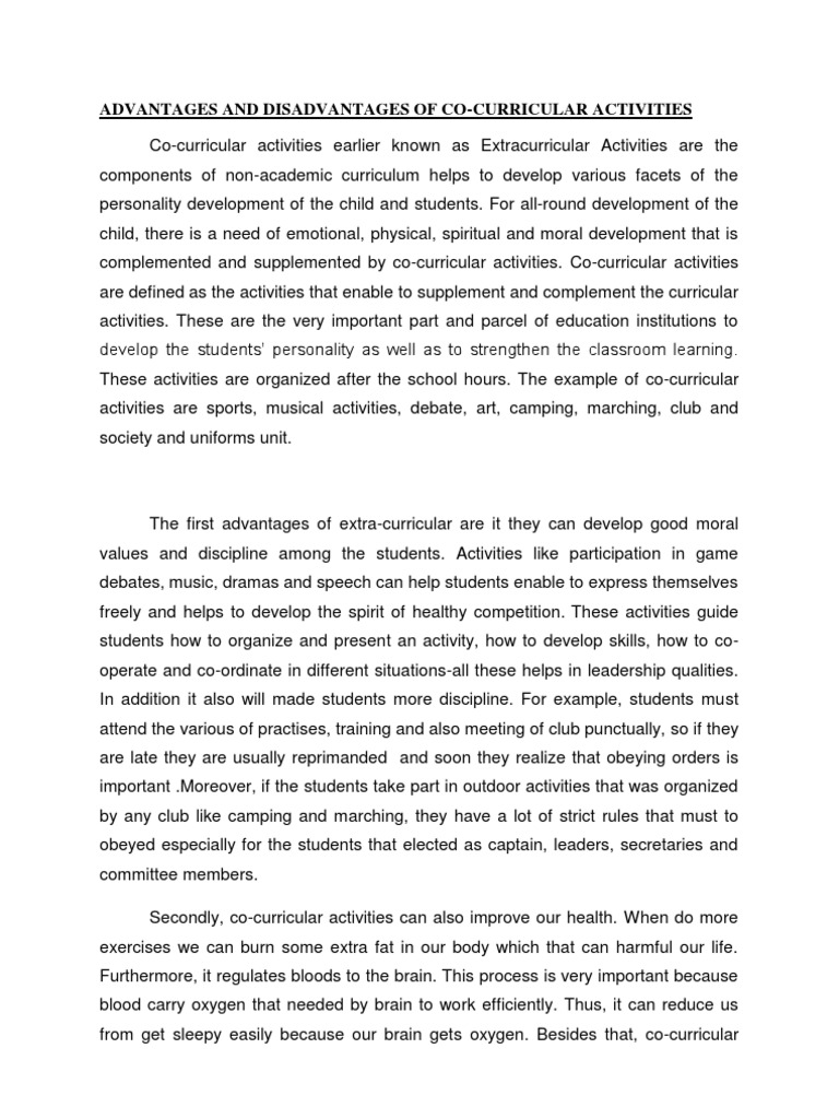 co curricular activities essay
