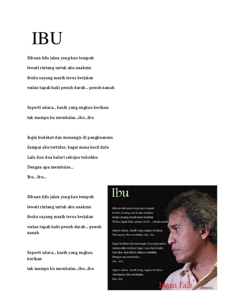 Lirik Lagu "Ibu" oleh Iwan Fals | PDF