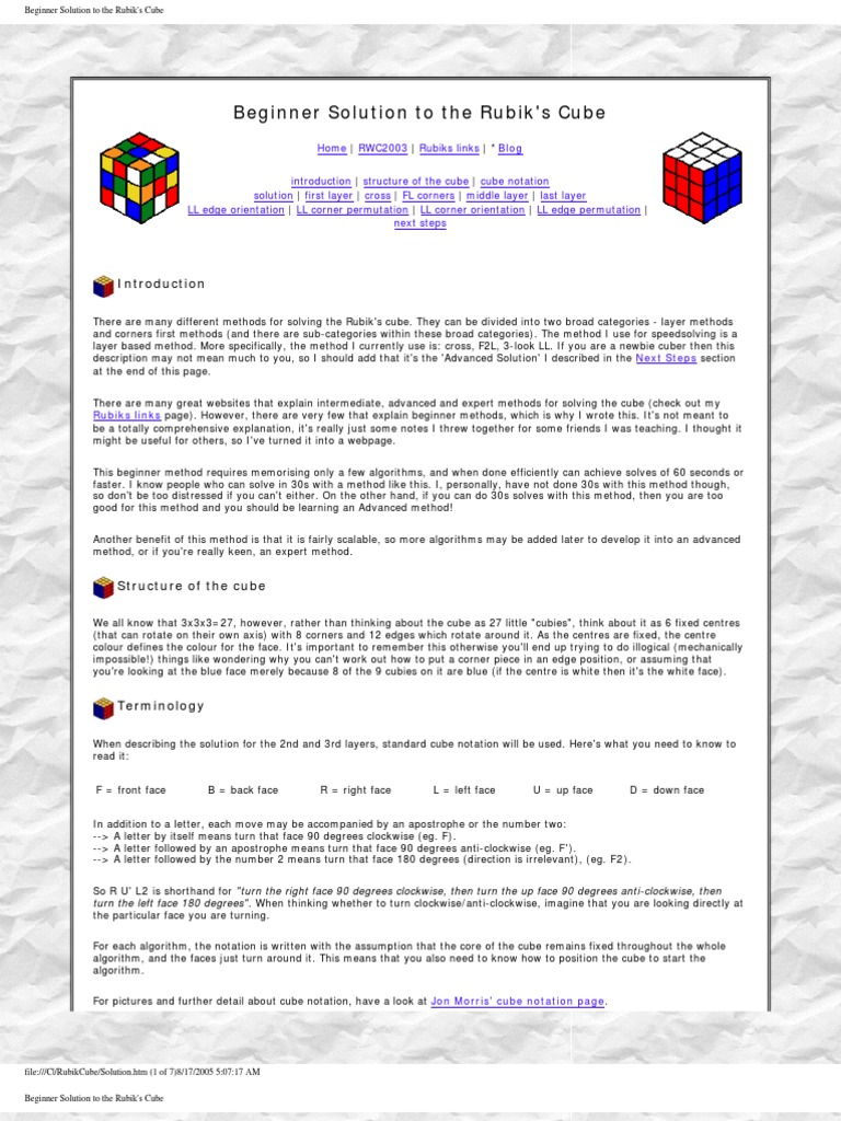Beginner's Guide to Solving Rubik's Cube | PDF | Home & Garden | Art