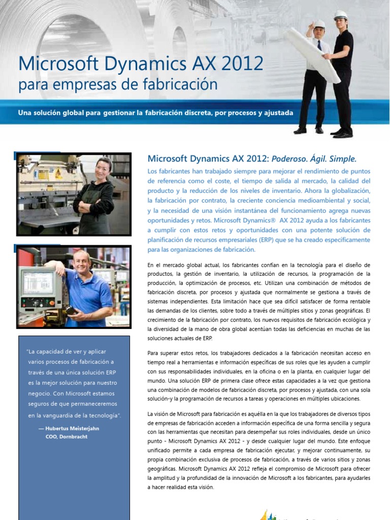 Microsoft Dynamics AX 2012 para Fabricación | PDF | Microsoft ...