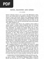 J.R. Lucas, Minds, Machines and Gödel, Philosophy Vol. 36 (1961)