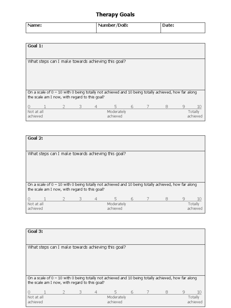Therapy Goals: What Steps Can I Make Towards Achieving This Goal? | PDF ...