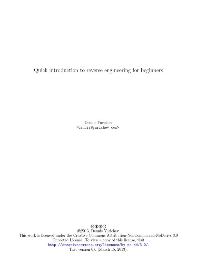 Quick Introduction To Reverse Engineering For Beginners - Dennis ...