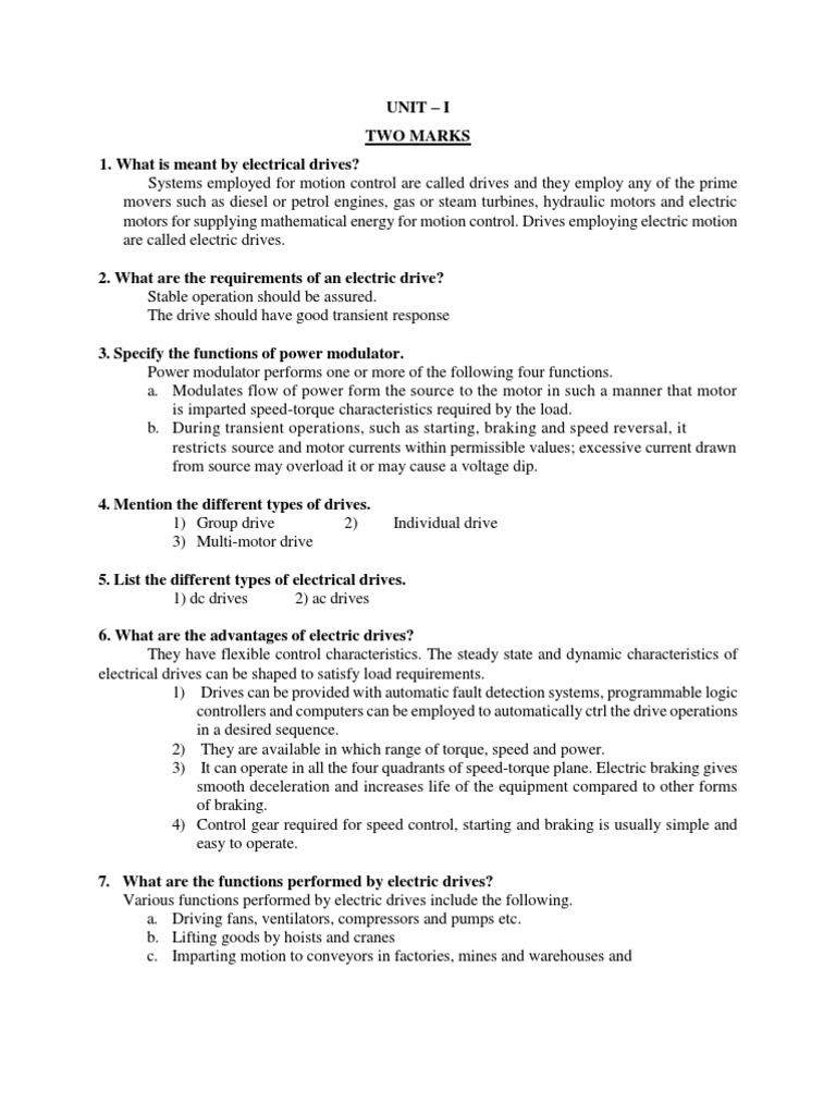 Unit-I-V - 2 Mark Question & Answer + 16 Mark Questions | PDF ...