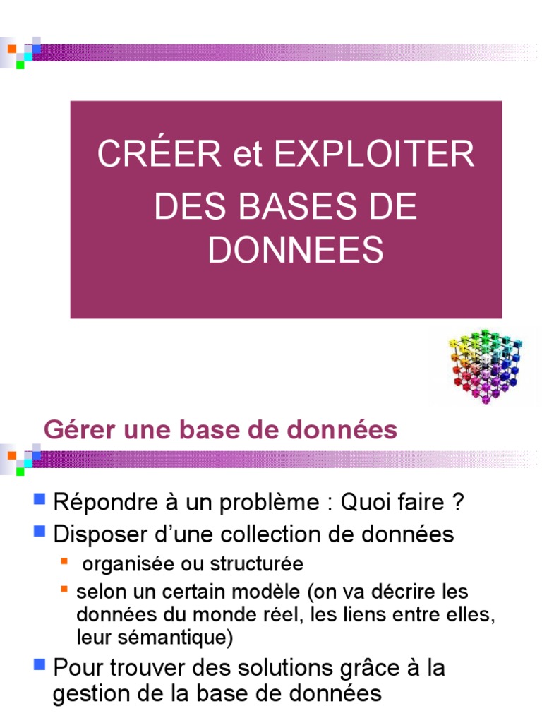 Cours Base de Données | PDF | Bases de données | Données