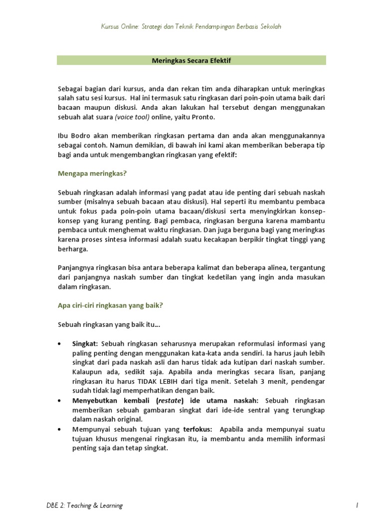 Meringkas Secara Efektif