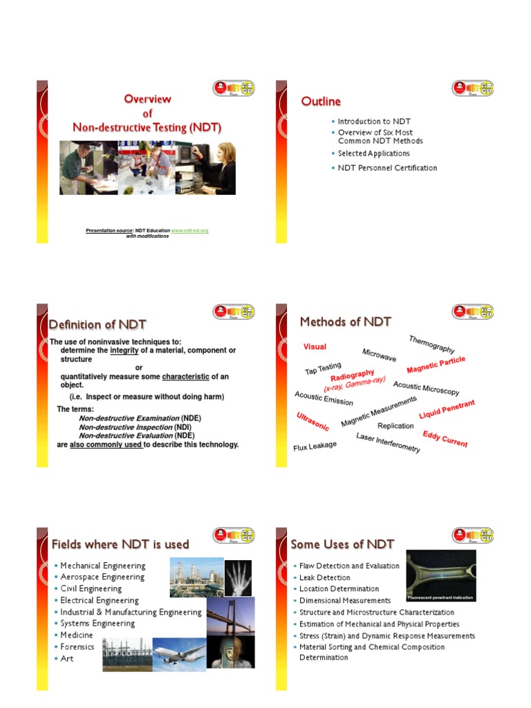 NDT Methods Overview and Applications | PDF | Nondestructive Testing ...