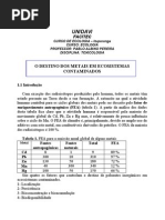 o Destino de Metais Em Ecosistemas Contaminados