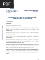 Presentación del libro Políticas Públicas para Emprendedores de Iñaki Ortega