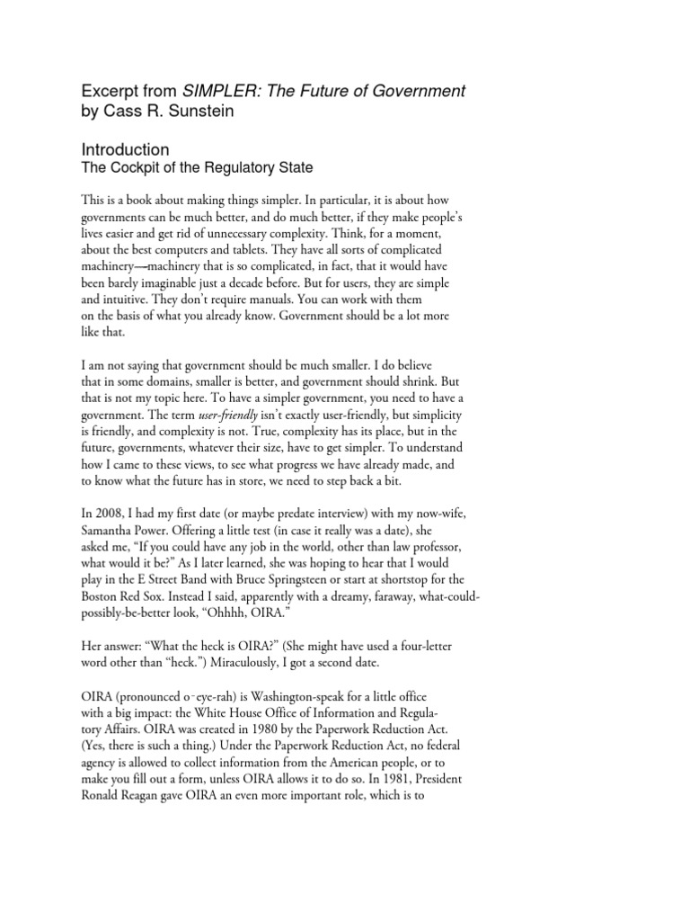 Excerpt From SIMPLER: The Future of Government by Cass R. Sunstein ...