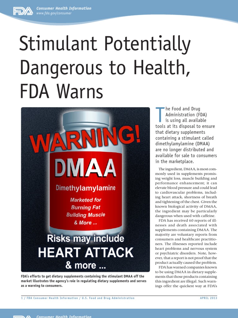 FDA Warning on DMAA Food And Drug Administration Dietary Supplements