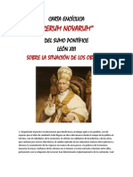 Carta Encíclica "Rerum Novarum" Del Sumo Pontífice León Xiii Sobre La Situación de Los Obreros
