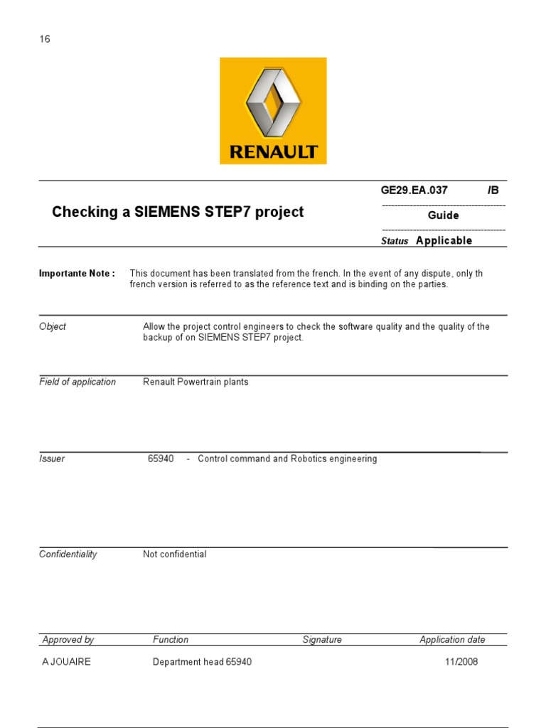 Checking A SIEMENS STEP7 Project: GE29.EA.037 /B Guide Applicable | PDF ...