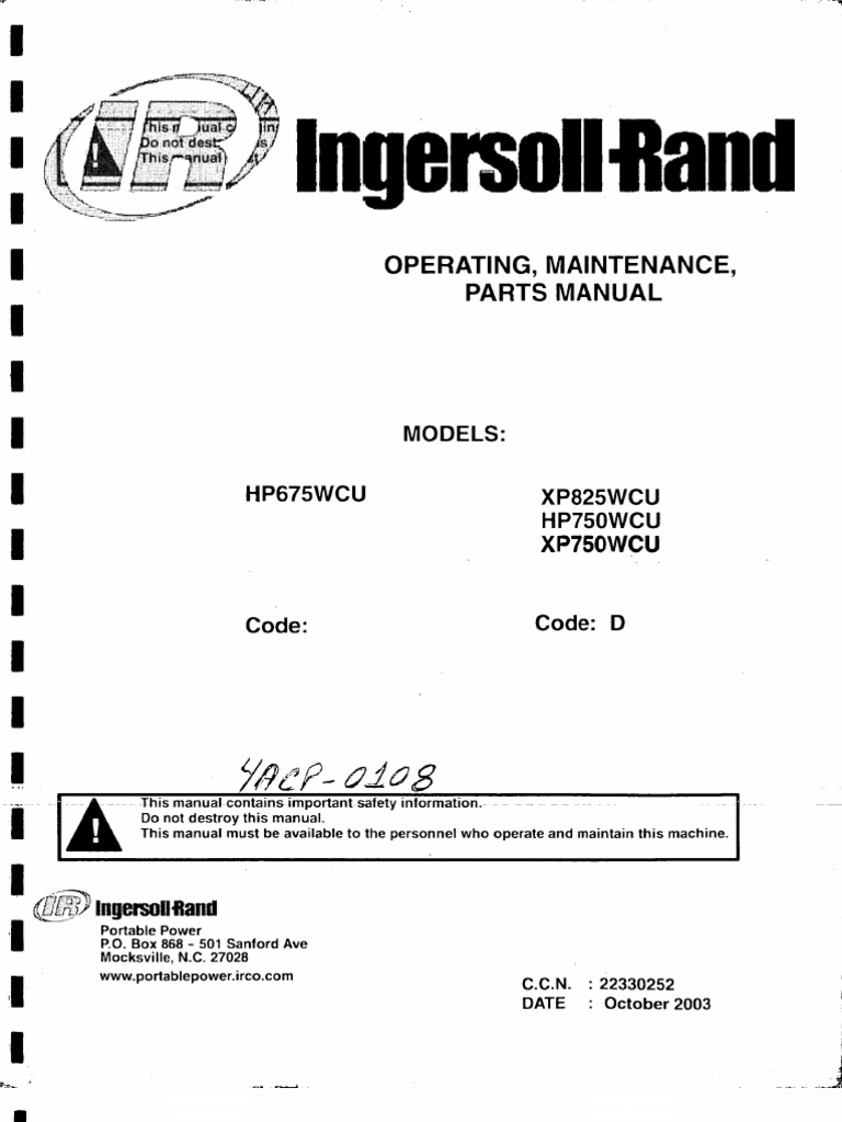 Manual Ingersoll Rm 48 Mower Assembly