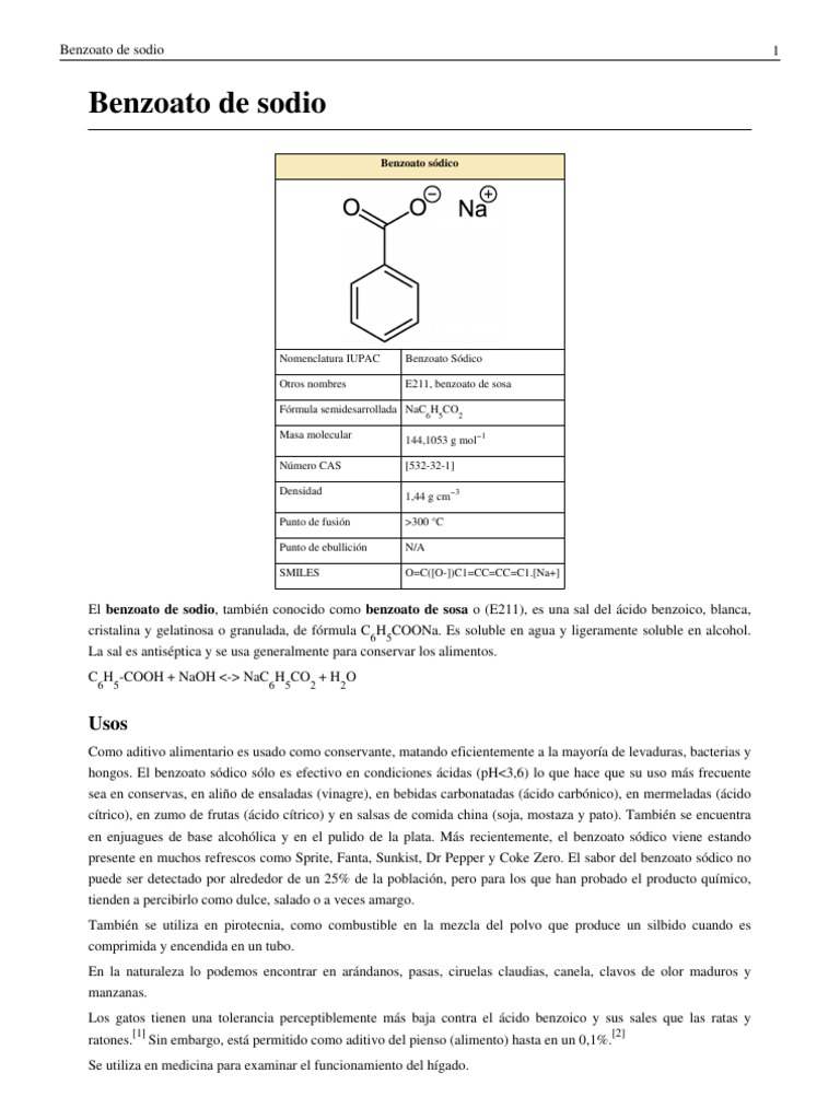 Benzoato de Sodio Sustancias químicas Compuestos