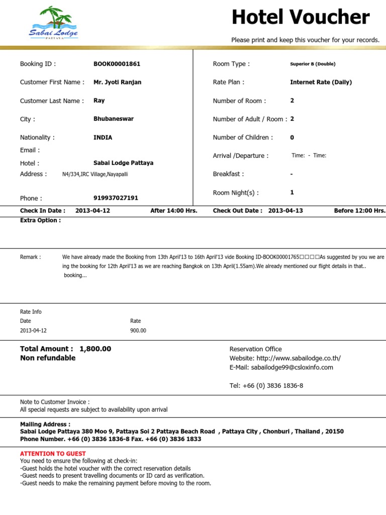 Hotel Voucher | PDF | Voucher | Service Industries for Free Printable Hotel Vouchers Pdf