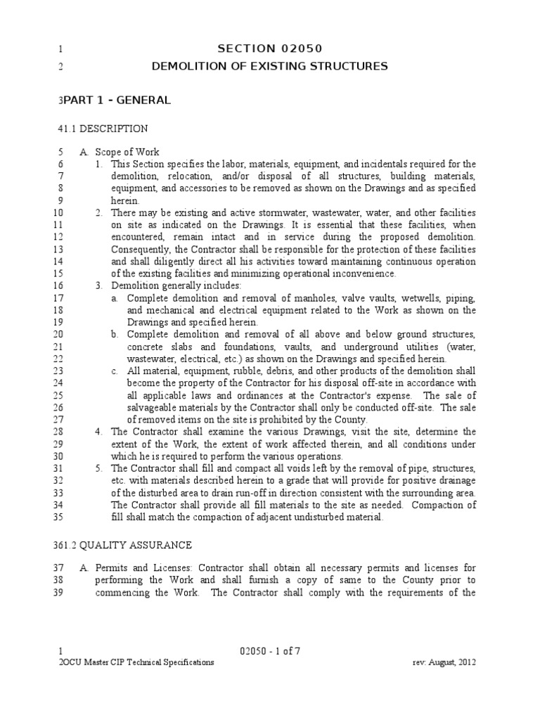 Demolition of Existing Structures Guidelines | PDF | Demolition ...