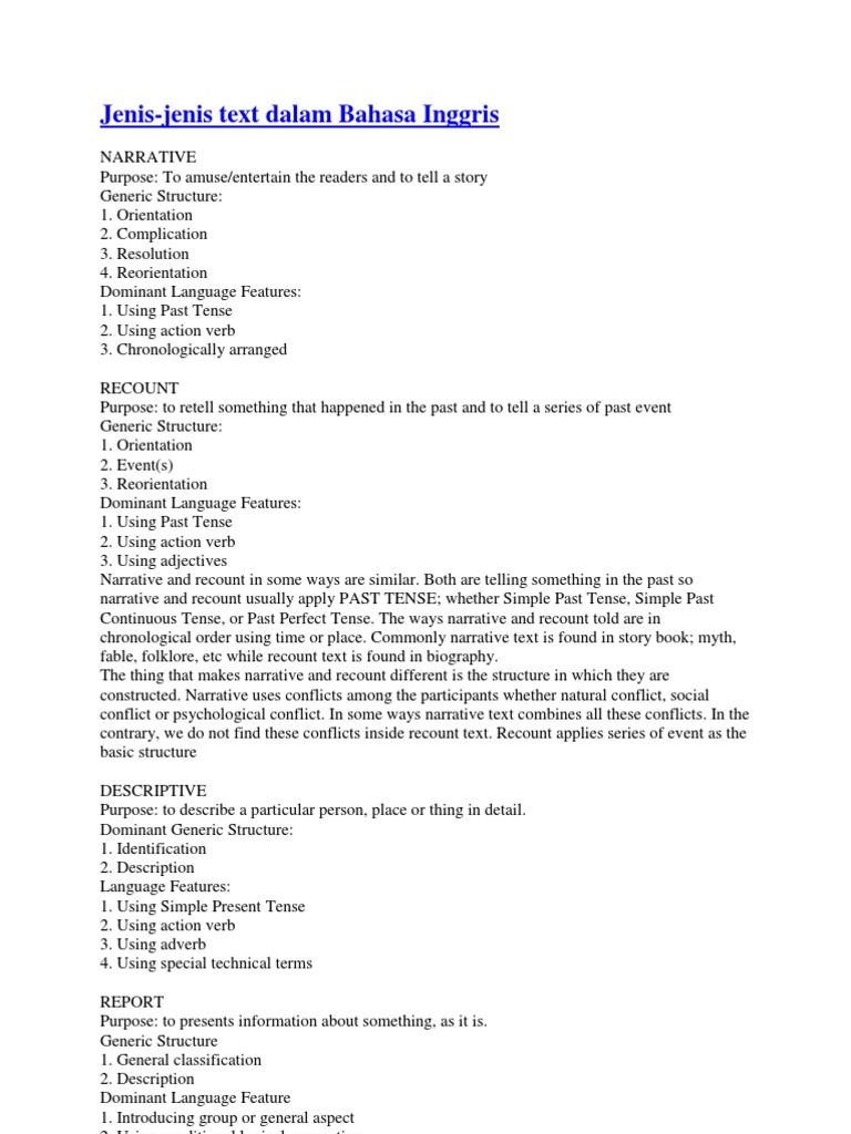 Jenis Jenis Teks Sma Verb Adverb