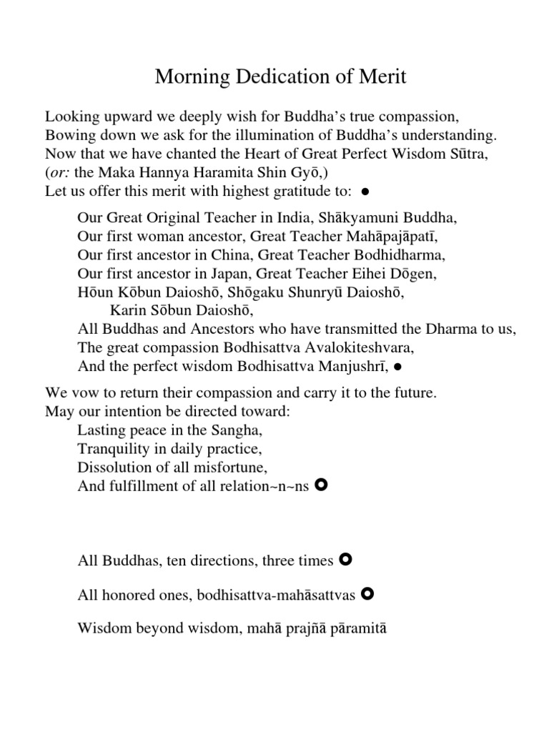 Morning Dedication of Merit Practices | PDF | Gautama Buddha | Bodhisattva