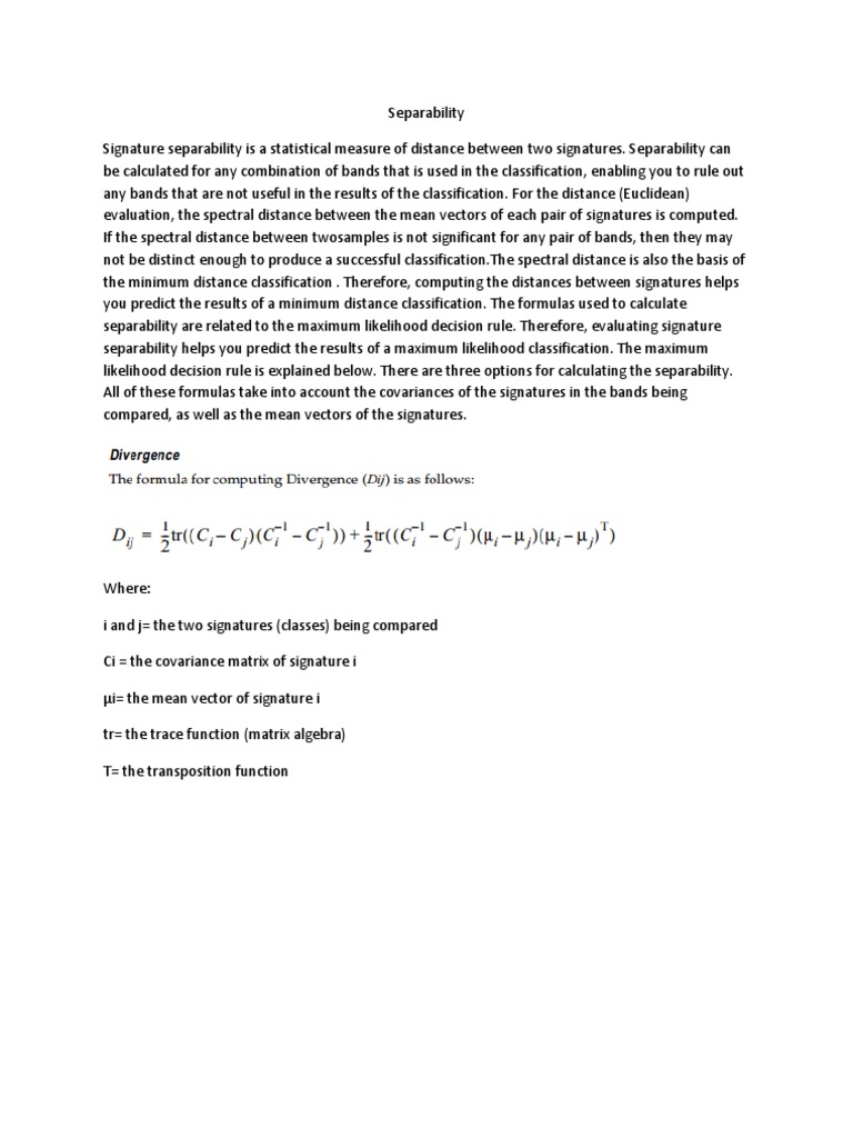 Signature Separability Analysis Methods | PDF | Divergence ...