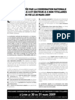 Motion Votée Par La Coordination Nationale Des Doctorant-E-S Et Docteur-E-S Non Titulaires Réuni-E-S À Paris Viii Le 20 Mars 2009