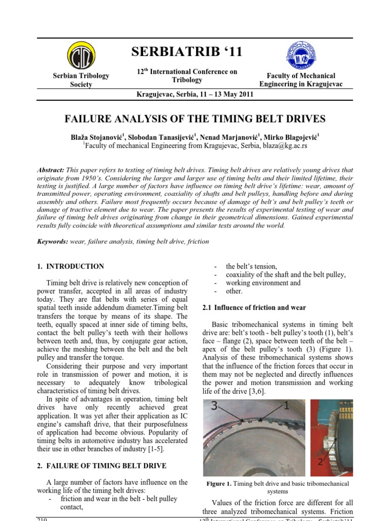 Timing Belt Drive Failure Analysis | PDF | Belt (Mechanical) | Surface ...