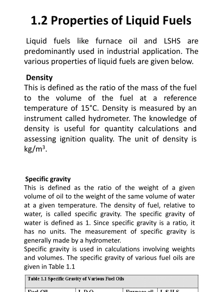 Properties of Liquid Fuel PDF Fuel Oil Petroleum