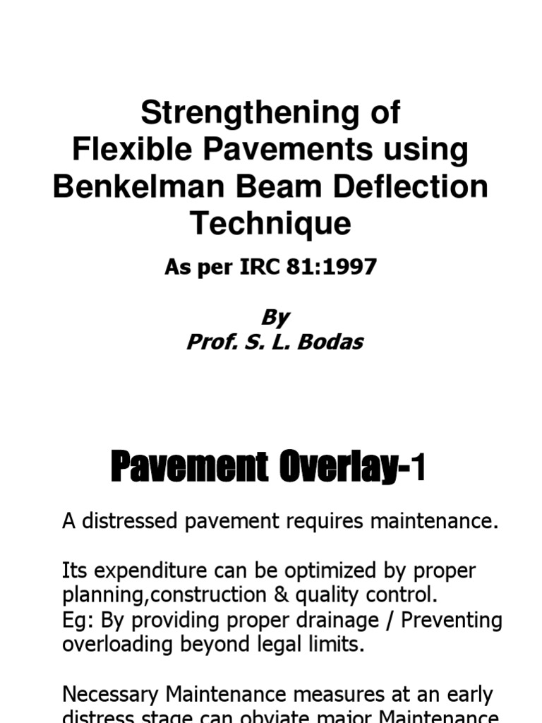 Benkelman Beam Deflection Technique | PDF | Road Surface | Standard ...