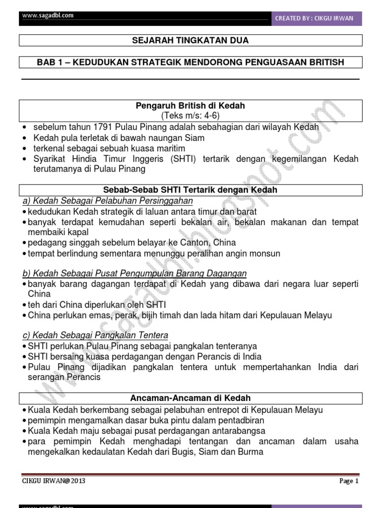 Nota Sejarah Tingkatan 2 Bab 1 Pdf