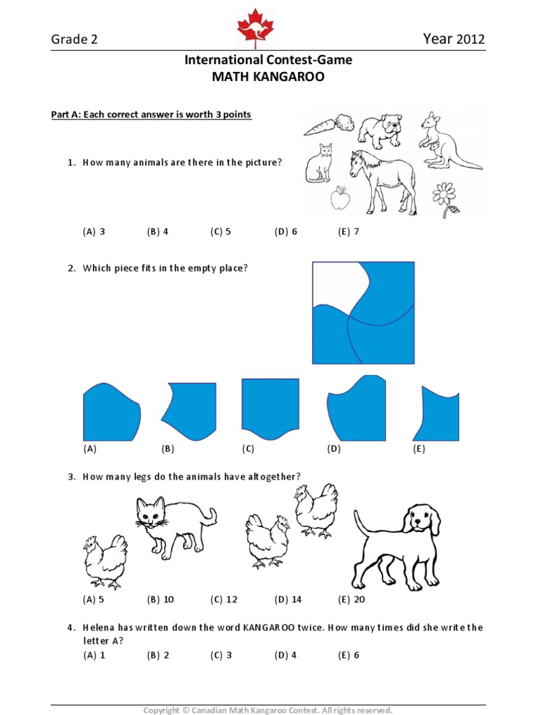 math kangaroo 2013-2024問題集 英語と中国語 math kangaroo 2013-2024