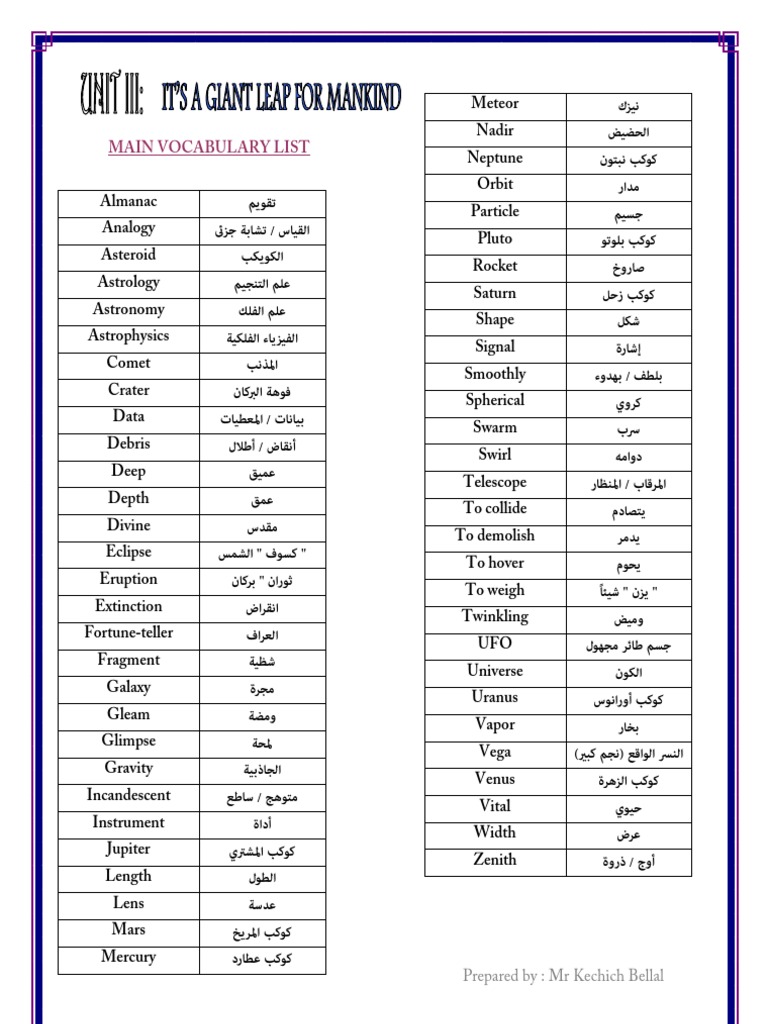 Main Vocabulary List for Astronomy | PDF | Social Science | Young Adult