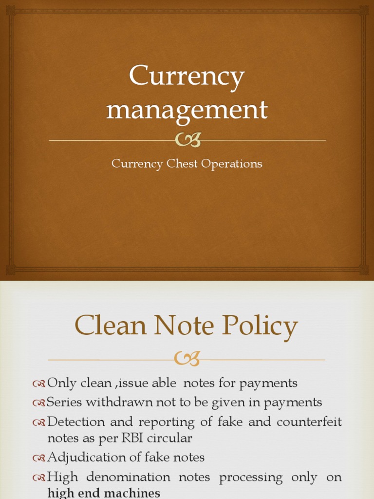 RBI Guidelines for Currency Chest Operations | PDF | Finance & Money ...