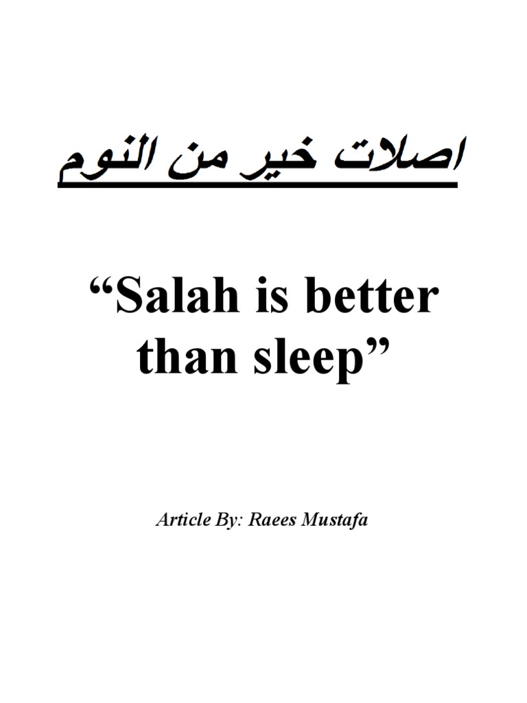 Salah Is Better Than Sleep... | PDF | Hadith | Shia Islam