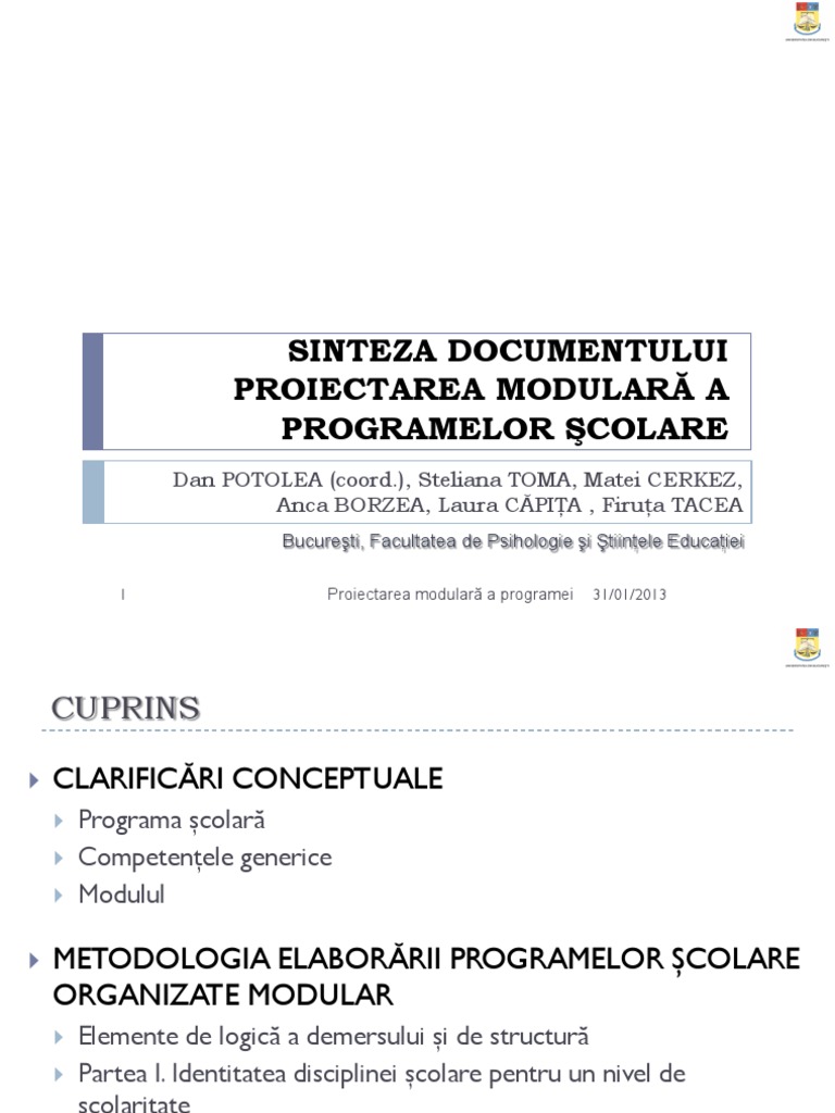 Proiectarea Modulara A Programelor Scolare | PDF