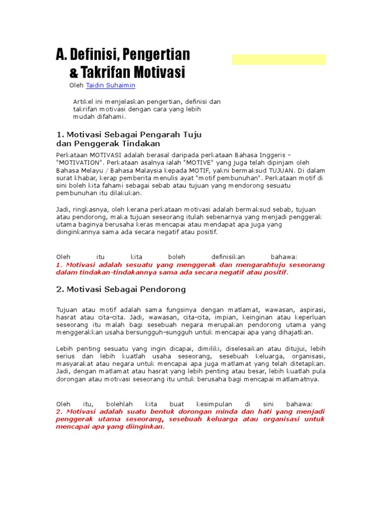 PENGERTIAN MOTIVASI