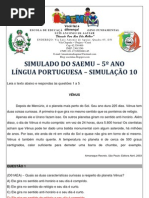 SIMULADO - 5º ANO - LÍNGUA PORTUGUESA - SIMULAÇÃO 10 - GABARITADO