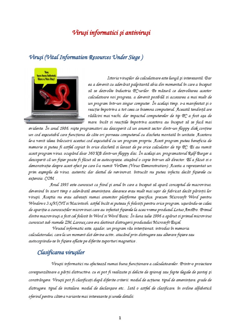 Virusi Informatici Si Antivirusi