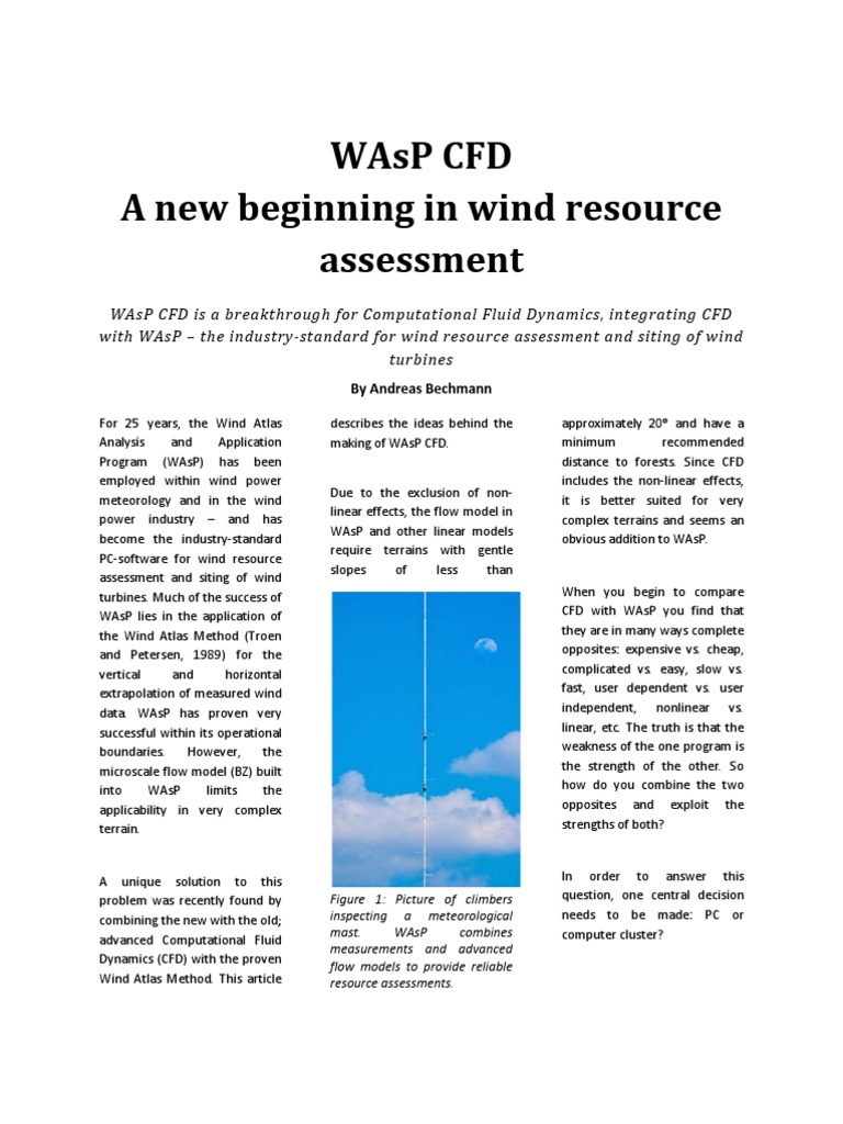 WAsP CFD - A New Beginning in Wind Resource Assessment | PDF ...