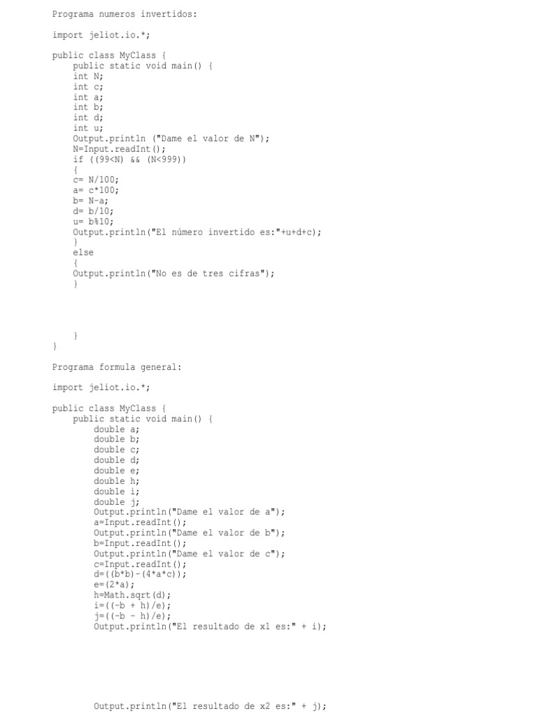 Programas Java de lógica y matemáticas | PDF | Enseñanza de matemática ...