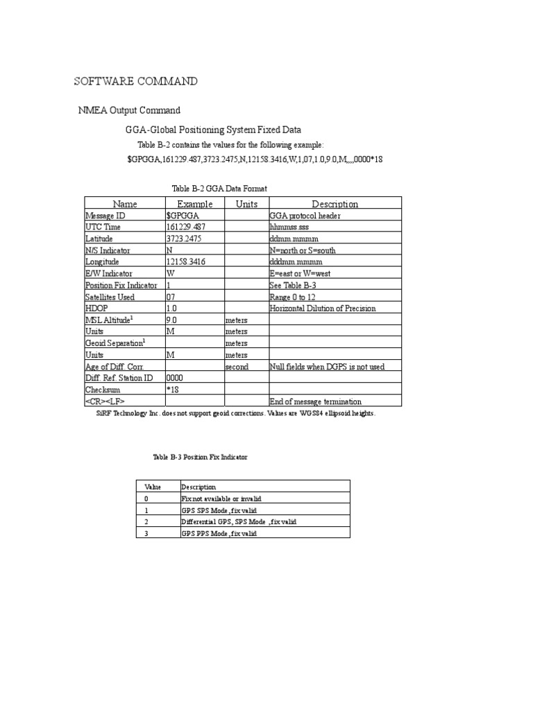 NMEA GPS Command Reference Guide | PDF | Global Positioning System ...