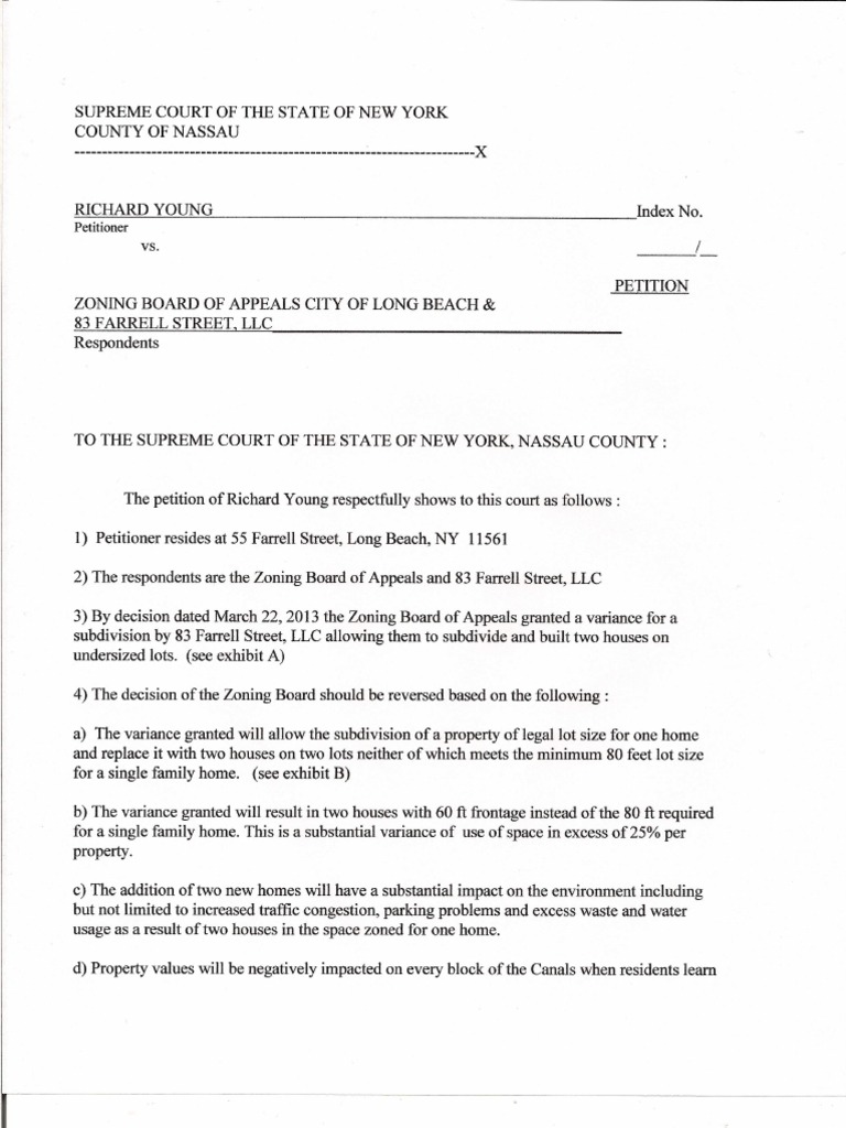 Article 78 Petition - The Petition Filed Against Long Beach Zoning ...