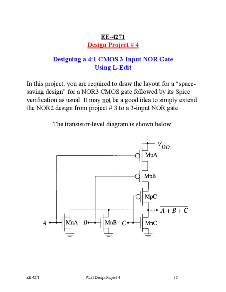 4:1 CMOS 3-Input NOR Gate Design | PDF | Computers