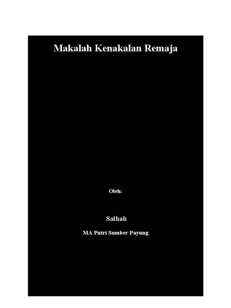 Makalah Kenakalan Remaja Doc
