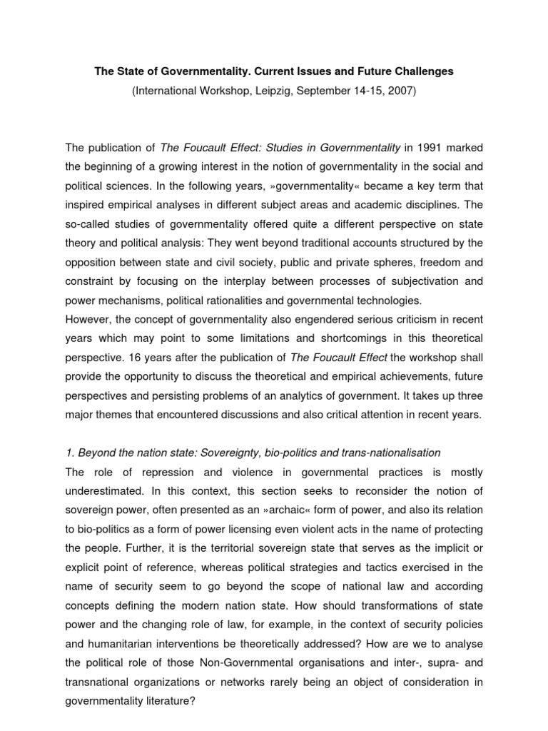The State of Governmentality | PDF | Sovereign State | Power (Social ...