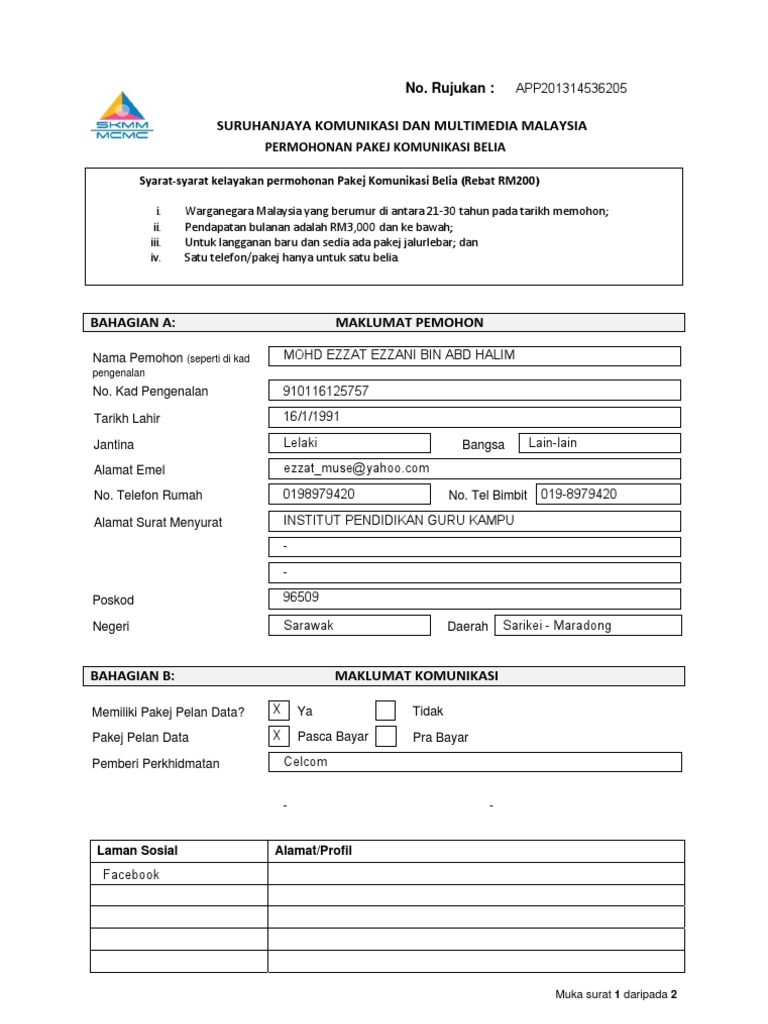 Suruhanjaya Komunikasi Dan Multimedia Malaysia: No. Rujukan | PDF