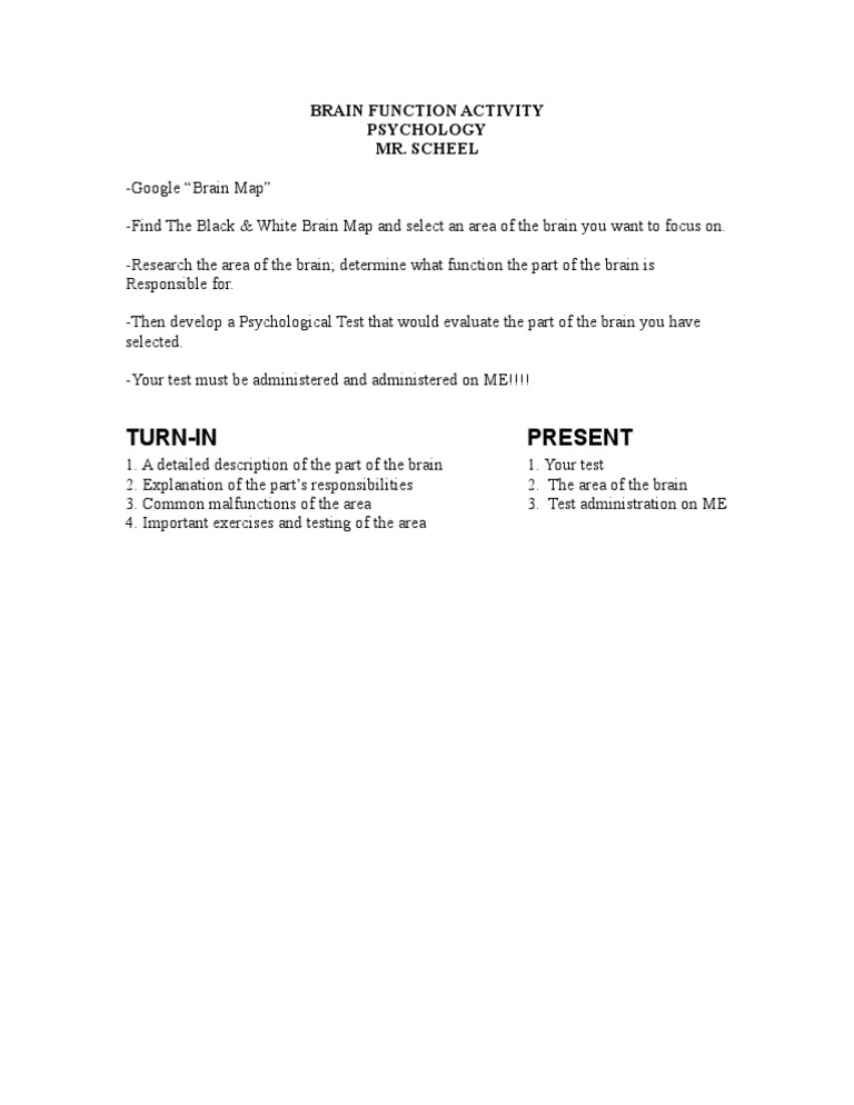 Brain Function Activity | PDF | Career & Growth