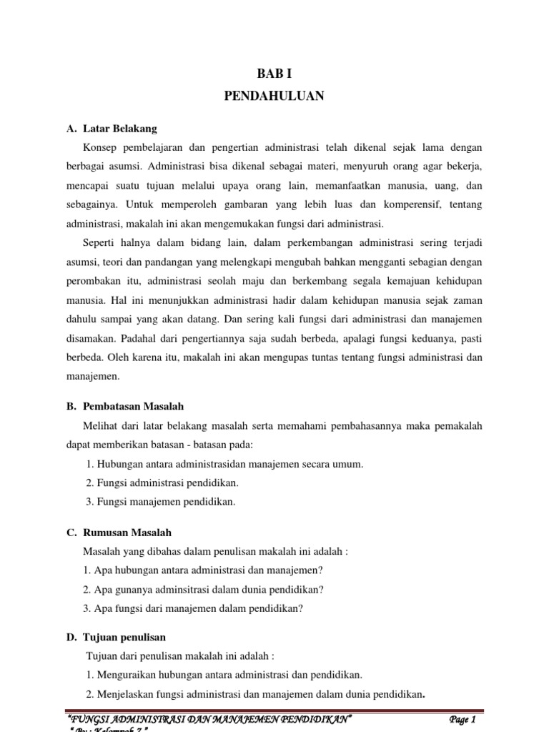 Fungsi Administrasi Dan Manajemen Pendidikan Docx