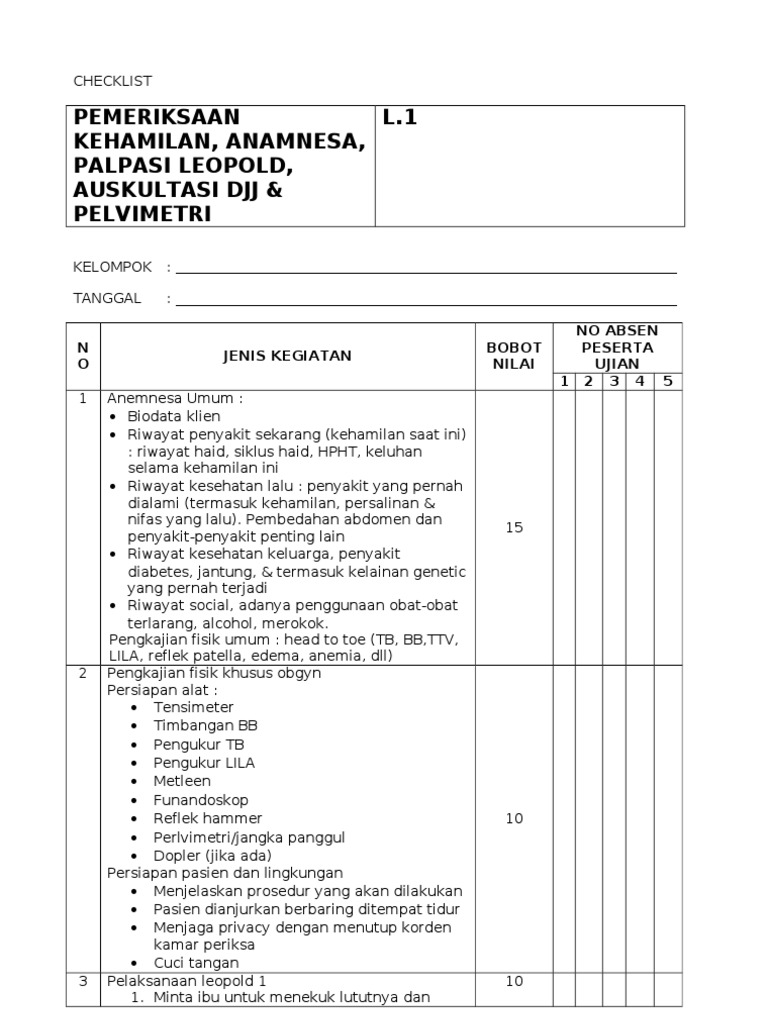Checklist Pemeriksaan ANC Ibu Hamil | PDF | Pengembangan Diri ...