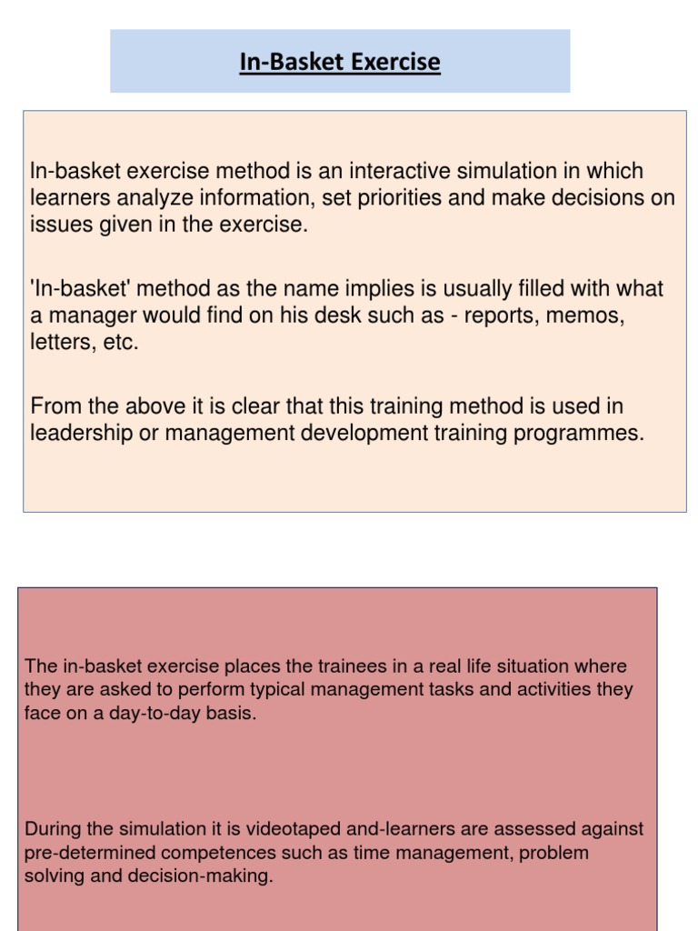 In Basket Exercise PDF Decision Making Simulation