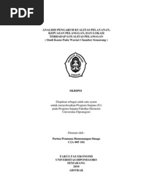 Analisis Pengaruh Layanan Dan Kepuasan Pelanggan Terhadap Loyalitas Pdf